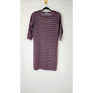 Boden Pink Wool Shift Dress Purple Geometric Pattern Warm US Size 6